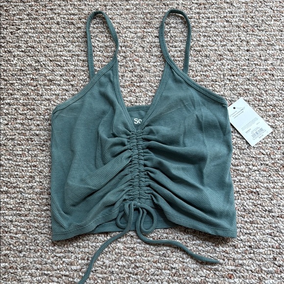 Teal Cinched Crop Tank - Picture 1 of 4
